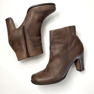 Ecco Mocha Leather Heeled Ankle Boots 40 zip US 9-9.5 EU 40